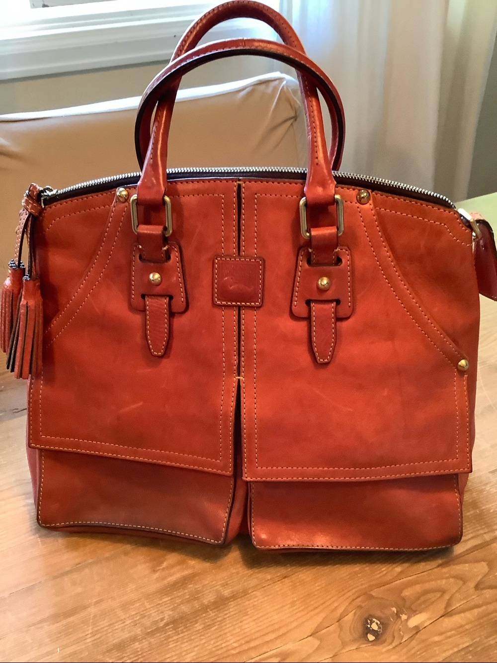 Dooney Florentine Orange Clayton - Distressed - Missing Long Strap